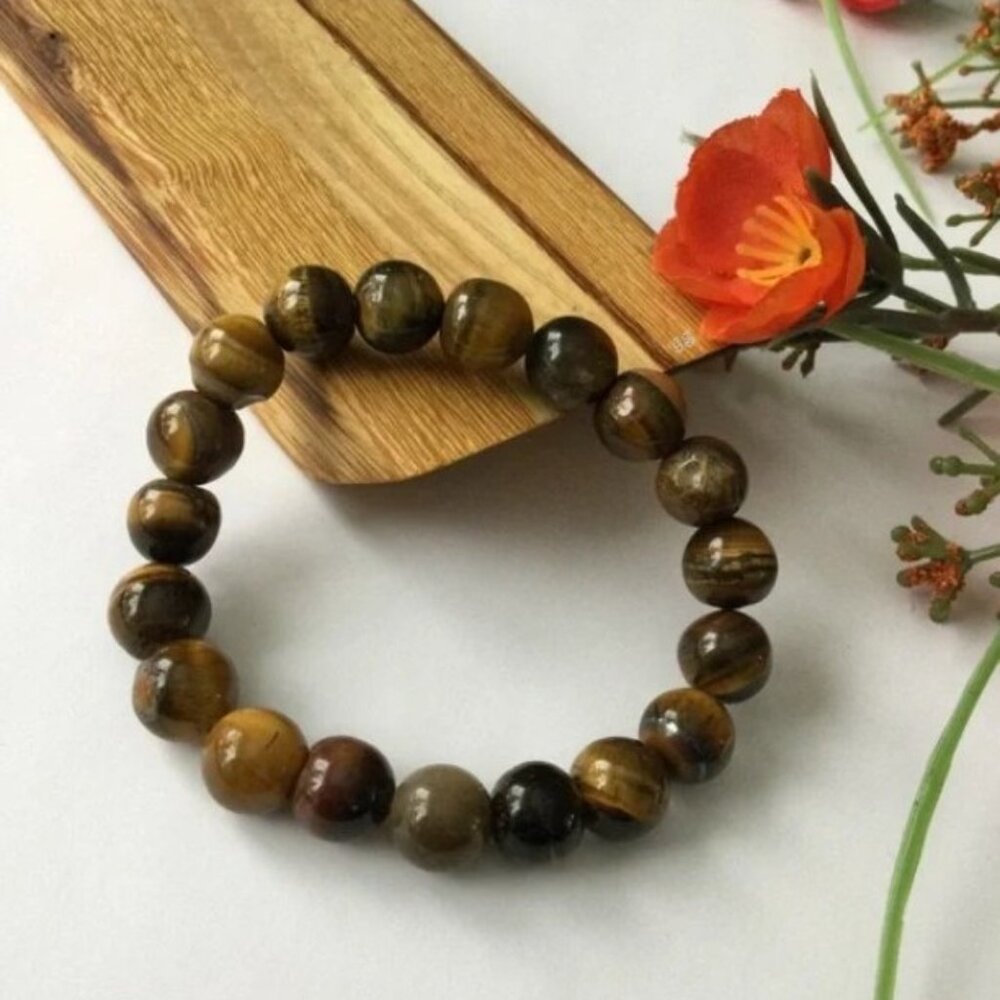 Handmade Premium Tiger’s Eye Beaded Stretch Bracelet, 8mm, Fits 6.5–7" Wrist - Picture 8 of 9